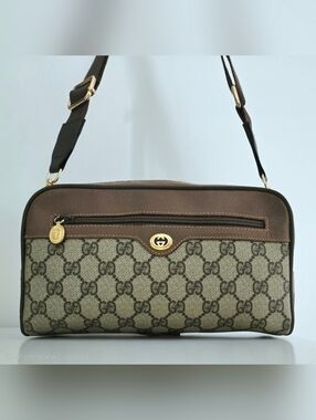 Authentic GUCCI GG Logo Webbing Vintage‎ Clutch Shoulder Crossbody WOC Bag
